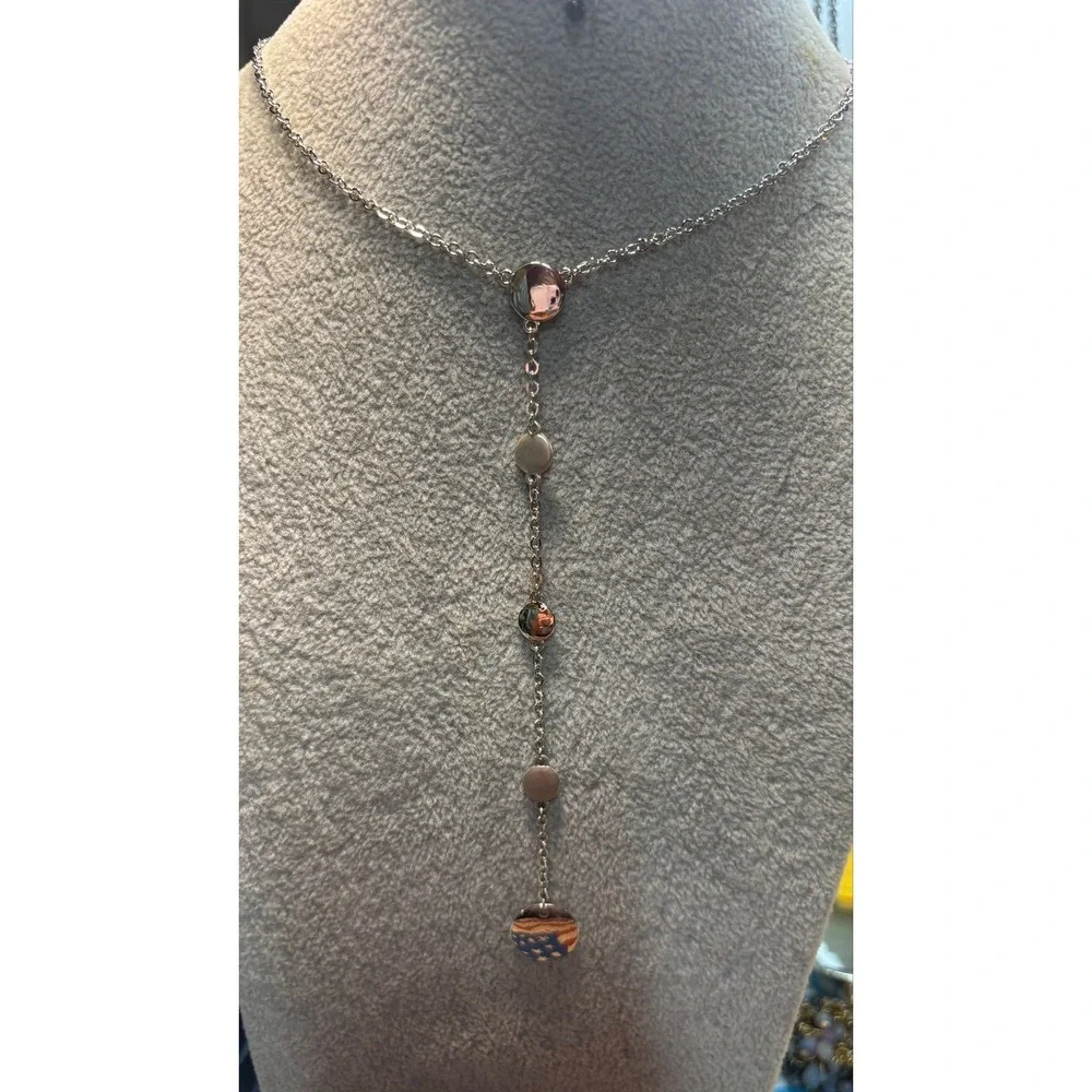 #79. Silver-tone Y-shaped Lariat Necklace